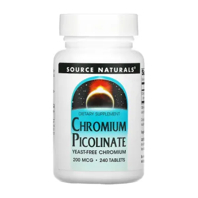 Хром 200 мкг Source Naturals (Chromium Picolinate , Yeast Free) — 240 таблеток