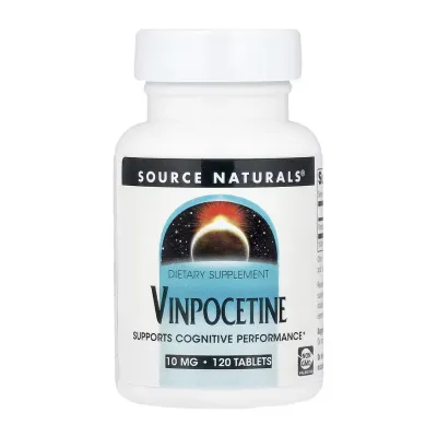 Ноотроп для покращення мозкового кровообігу Вінпоцетин 10 мг Source Naturals (Vinpocetine) — 120 таблеток