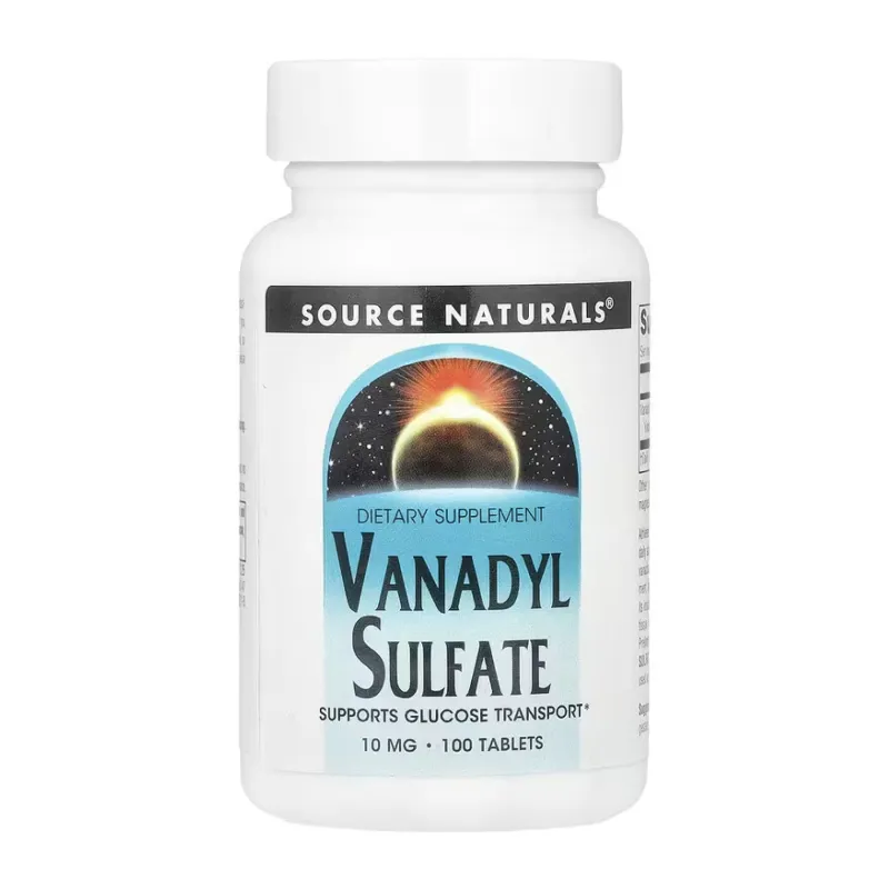Анаболічний мінерал для м'язів та інсуліну Ванадил сульфат 10 мг Source Naturals (Vanadyl Sulfate) — 100 tablet