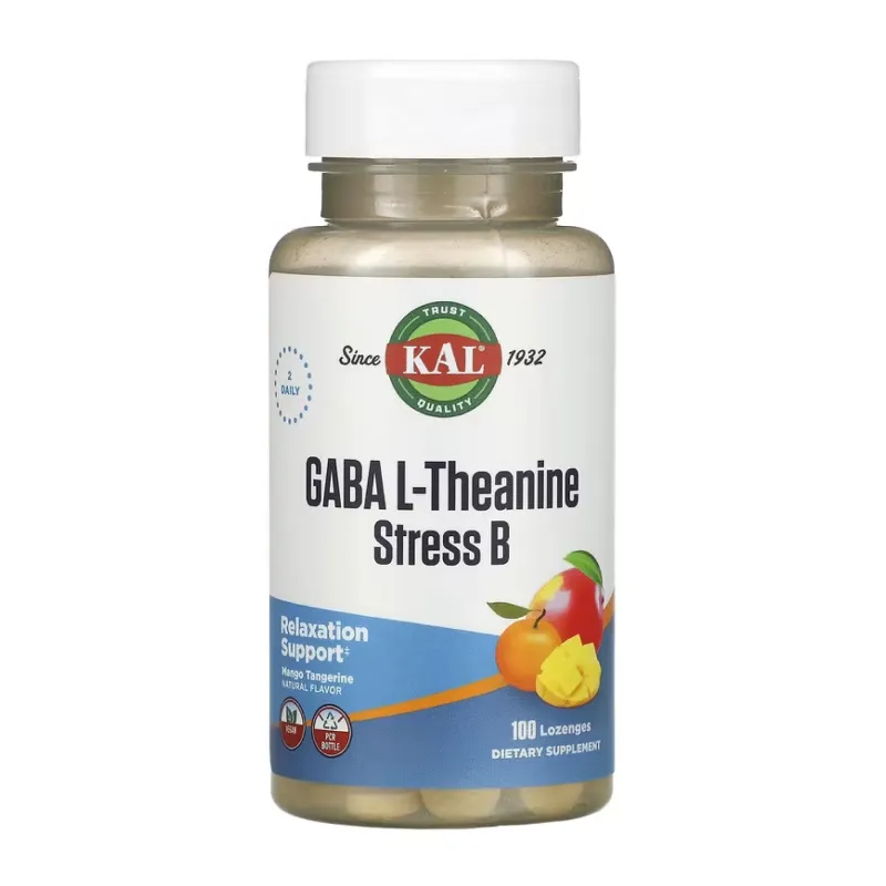 L-теанін KAL (GABA L-Theanine Stress B) — 100 льодяників, для спокою
