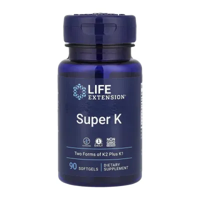 Комплекс вітамінів K1 та K2 для судин і кісток Супер К Life Extension (Super K) — 90 м'яких гелевих капсул