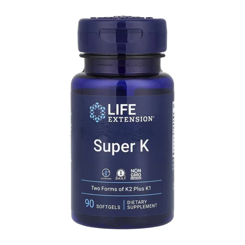 Комплекс вітамінів K1 та K2 для судин і кісток Супер К Life Extension (Super K) — 90 м'яких гелевих капсул
