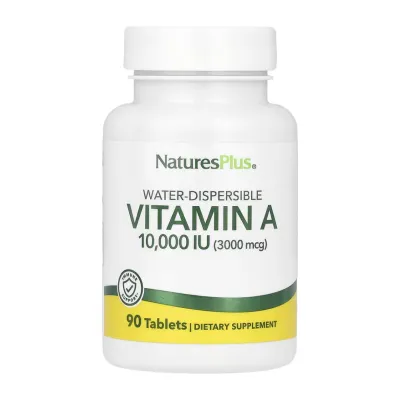Водорозчинний вітамін А для зору та шкіри 10,000 МО Nature's Plus (VIT A Water-Dispersible) — 90 таблеток