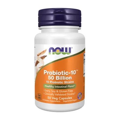 Пробіотик Now Foods (Probiotic-10™ 50 Billion) — 50 веганських капсул, для травлення
