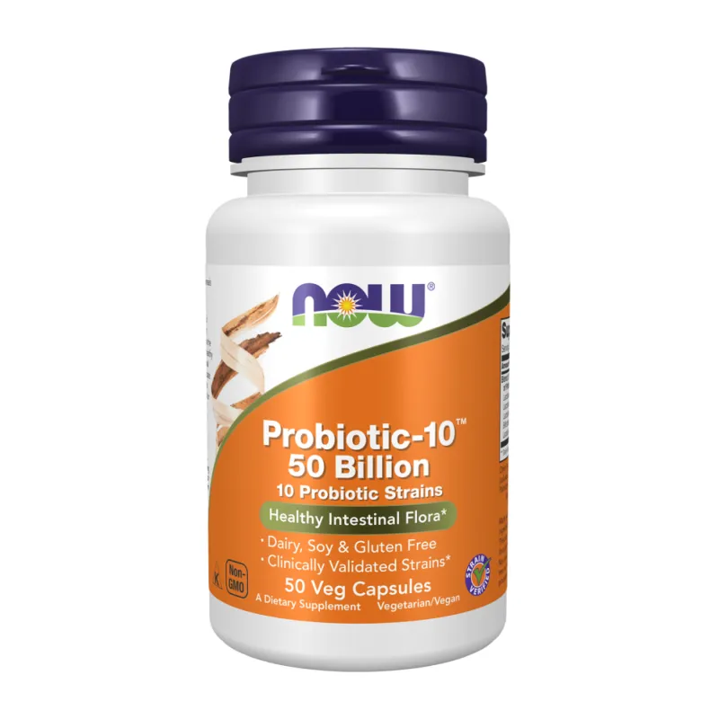 Пробіотик Now Foods (Probiotic-10™ 50 Billion) — 50 веганських капсул, для травлення