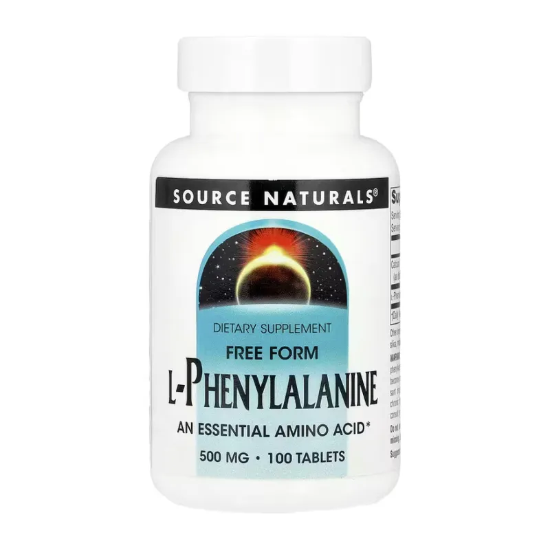 Амінокислота для гарного настрою Л-Фенілаланін 500 мг Source Naturals (L-Phenylalanine) — 100 таблеток