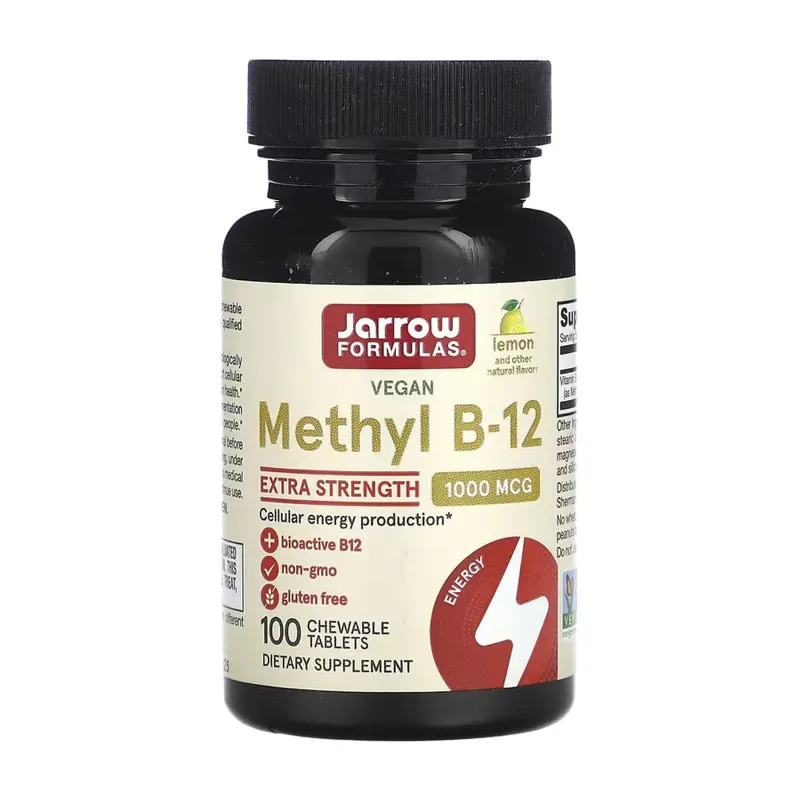 Метил B12 и Метилфолат, Methyl B12 & Methyl Folate 1000mcg - 100 chewable tabs Lemon