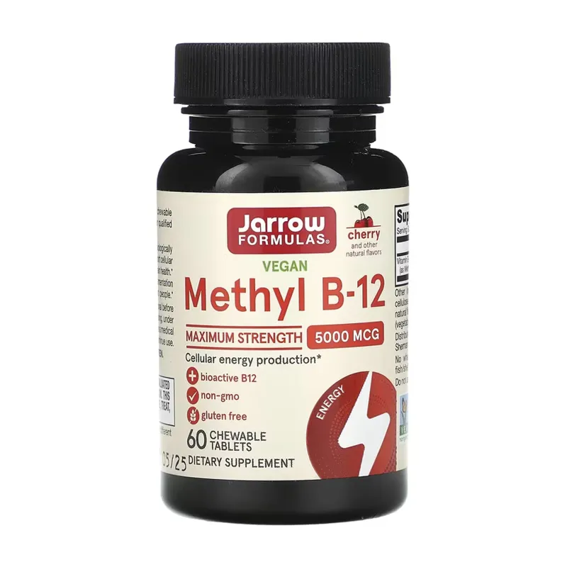 Метил Б12, Methyl B-12 Methylcobalamin 5000mcg - 60 chewable tabs Cherry