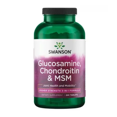 Глюкозамін Swanson (Glucosamine Chondroitin & Msm) — 240 таблеток, для суглобів і шкіри