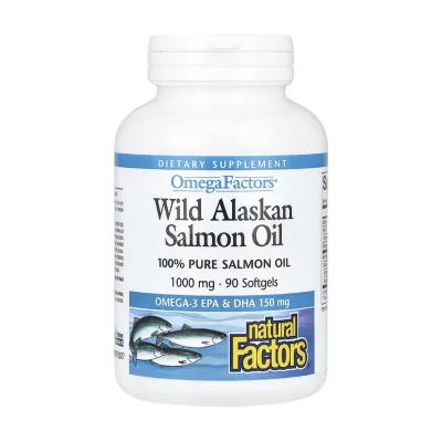 Жир дикого аляскинського лосося, Wild Alaskan Salmon Oil 1000mg - 90 softgels