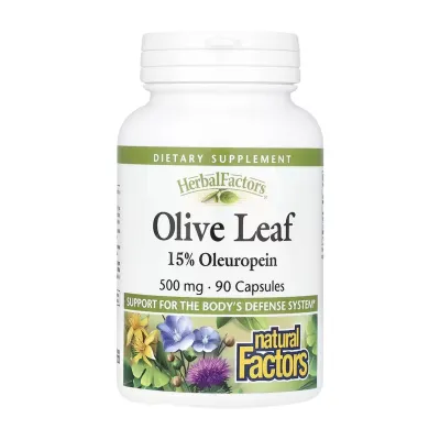 Натуральний антивірусний засіб Екстракт листя оливи 500 мг Natural Factors (Olive Leaf) — 90 капсул
