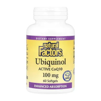 Коензим Q10 100мг Natural Factors (Ubiquinol CoQ10) — 60 софтгелів, для серця та енергії