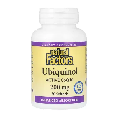 Коензим Q10 200мг Natural Factors (Ubiquinol CoQ10) — 30 софтгелів, для серця та енергії