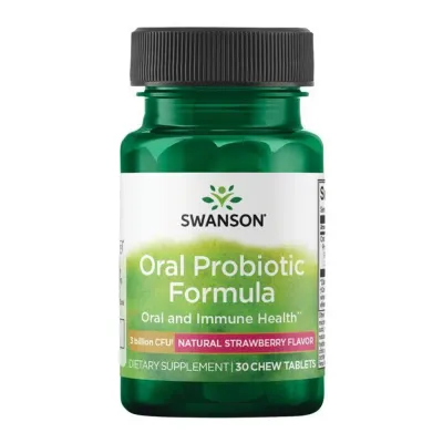 Пробіотик Swanson (Oral Probiotic 3 billion Cfu) — 30 таблеток, натуральна полуниця, для травлення