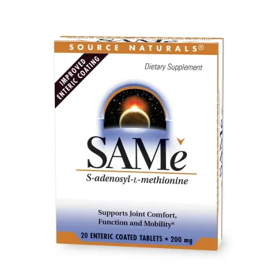 Добавка для настрою та суглобів SAMe 200 мг Source Naturals — 20 таблеток у кишковорозчинній оболонці