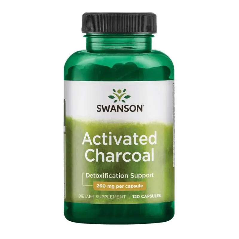 Активоване вугілля 260мг Swanson (Activated Charcoal) — 120caps