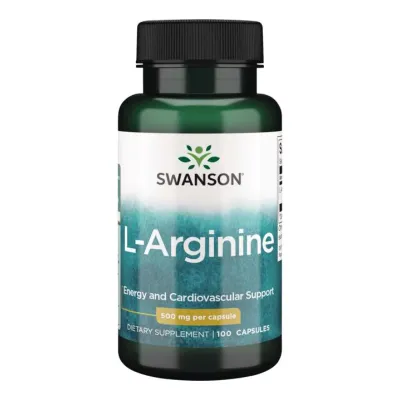 L-аргінін 500 мг Swanson (L-Arginine) — 100 капсул, для сили та тренувань