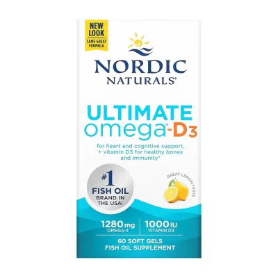Омега-3 риб’ячий жир Nordic Naturals (Ultimate Omega-D3) — 60 софтгелів, для серця, мозку та зору