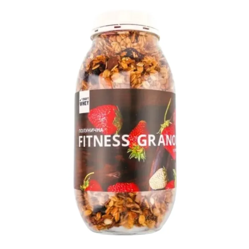 Фітнес гранола з смаком полуниця з протеїном, Fitness Granola - 450g