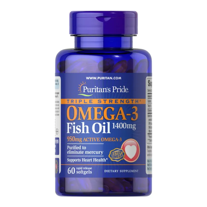 Омега-3, Triple Strength Omega-3 Fish Oil 1400mg - 60 softgels