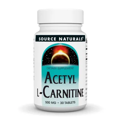 L-карнітин 500 мг Source Naturals (Acetyl L-Carnitine) — 30 таблеток, для контролю ваги