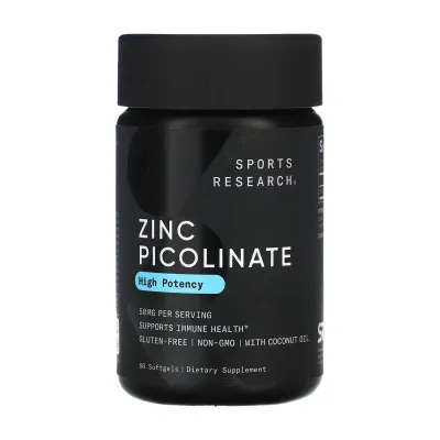 Цинк 50мг Sport Research (Picolinate) — 60 софтгелів, для імунітету