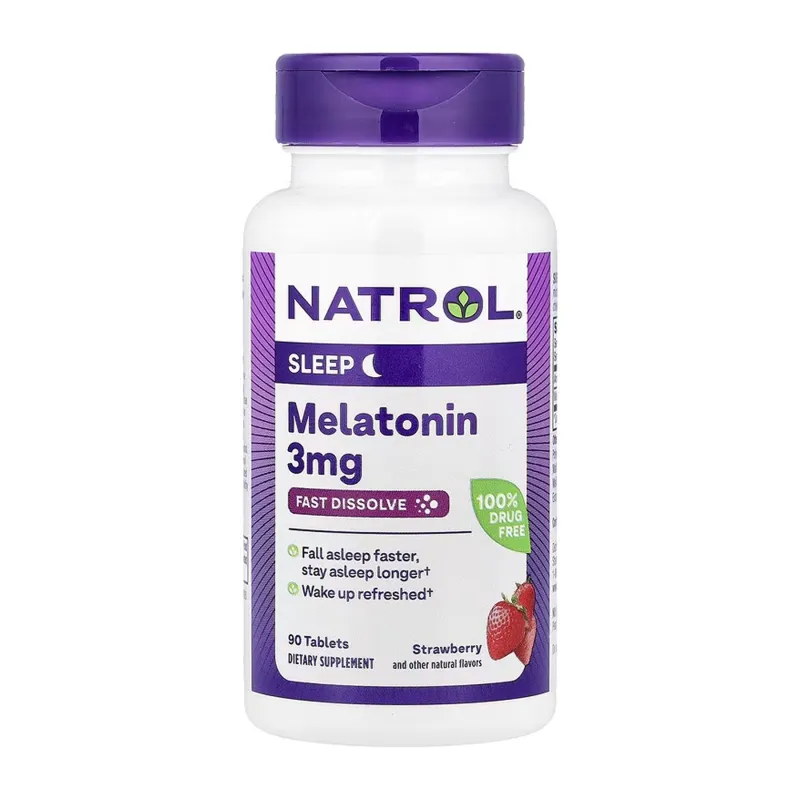 Добавка для нормалізації сну Мелатонін 3 мг Natrol (Melatonin) — 90 таблеток