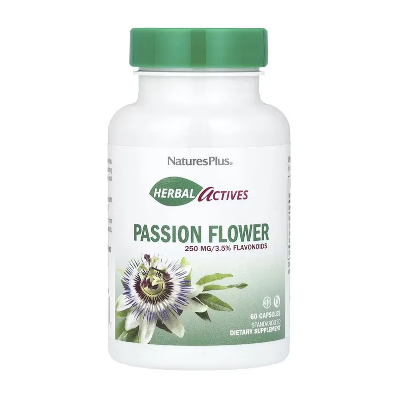 Натуральний заспокійливий засіб Екстракт пасифлори 250 мг Nature's Plus (Passion Flower) — 60 вегетаріанських капсул