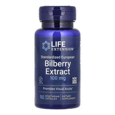 Чорниця 100 мг Life Extension (Standardized European Bilberry Extract) — 90 веганських капсул, для зору