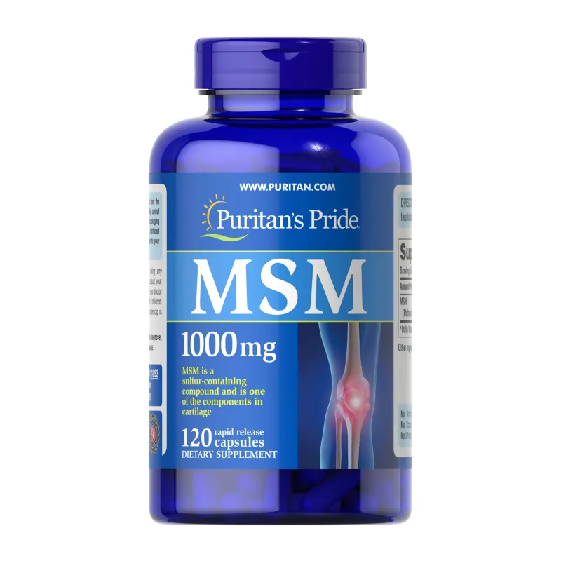 Органічна сірка для суглобів та зв'язок МСМ 1000 мг Puritan's Pride (MSM) — 120 капсул