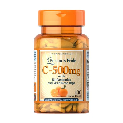 Вітамін C 500 мг Puritans Pride (with Rose Hips Time Release) — 100 капсул, для імунітету