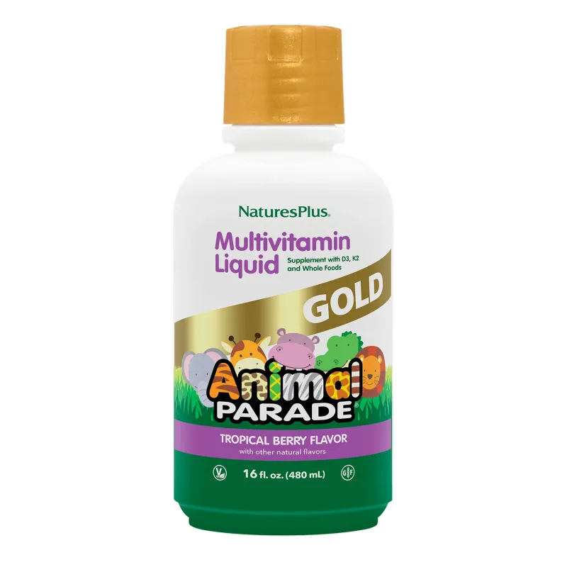 Дитячі рідкі мультивітаміни, Animal Parade Gold Multivitamin Liquid - 480 ml Tropical Berry