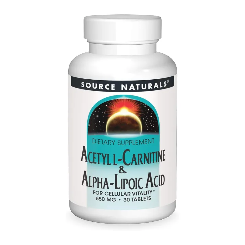 L-карнітин 650 мг Source Naturals (Acetyl L-Carnitine & Alpha-Lipoic Acid) — 30 таблеток, для контролю ваги