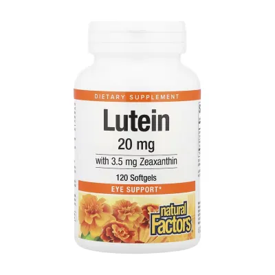 Лютеїн 20мг Natural Factors (Lutein) — 120 софтгелів, для зору