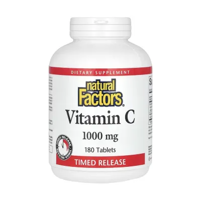Вітамін C 1000мг Natural Factors — 180 таблеток, для імунітету