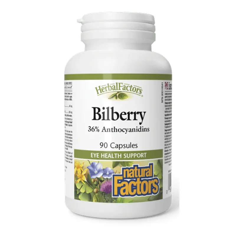 Чорниця 40мг Natural Factors (Bilberry) — 90 капсул, для зору