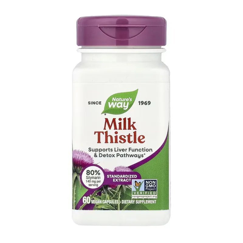 Розторопша Nature's Way (Milk Thistle) — 60 веганських капсул, для печінки