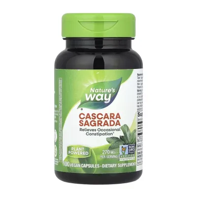 Рослинний засіб проти хронічних закрепів Каскара Саграда Nature's Way (Cascara Sagrada) — 100 вегетаріанських капсул
