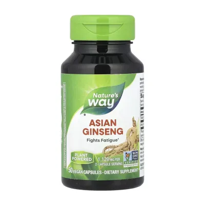 Экстракт корня жень шеня Asian Ginseng – 50 веганских капсул для ежедневной поддержки.