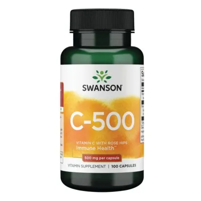 Витамин С с шиповником, Vitamin C with Rose Hips 500 mg - 100 caps