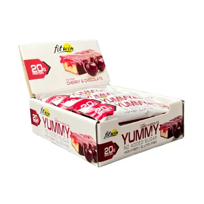 Протеїновий батончик без цукру Вишня та шоколад FitWin (Yummy) — 12 шт х 55 г