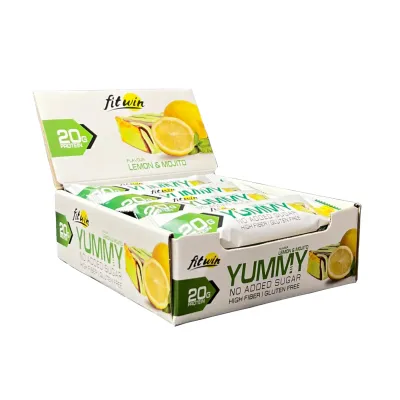 Низькокалорійний протеїновий батончик Лимон та мохіто FitWin (Yummy) — 12 шт х 55 г