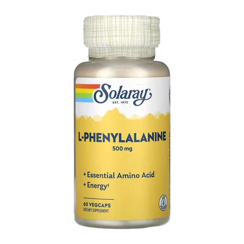 Л-Фенілаланін 500мг Solaray (L-Phenylalanine) — 60 веганських капсул