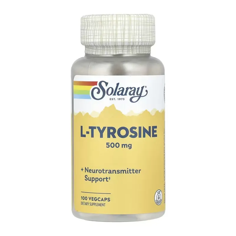 Амінокислота проти стресу та вигорання Л-Тирозин 500 мг Solaray (L-Tyrosine) — 100 вегетаріанських капсул