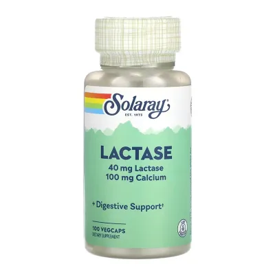 Травний фермент Лактаза 40 мг Solaray (Lactase) — 100 вегетаріанських капсул
