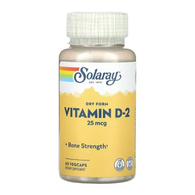 Вітамін D 25 мкг Solaray (Vitamin D-2) — 60 веганських капсул
