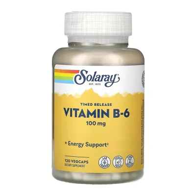 Вітамін B6 100мг Solaray (Vitamin B-6) — 120 веганських капсул