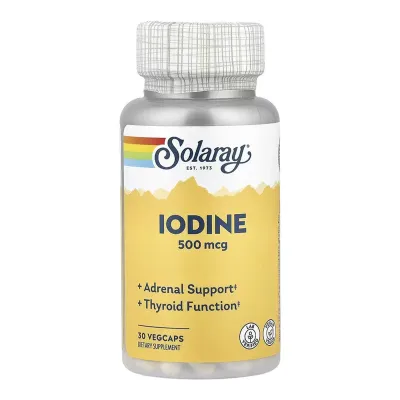 Джерело органічного йоду Келп / Йод 500 мкг Solaray (Iodine) — 30 вегетаріанських капсул (примітка: у назві Lodine виправлено на класичний Iodine)