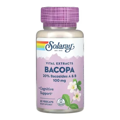 Бакопа 100мг Solaray (Bacopa) — 60 веганських капсул, для фокусу