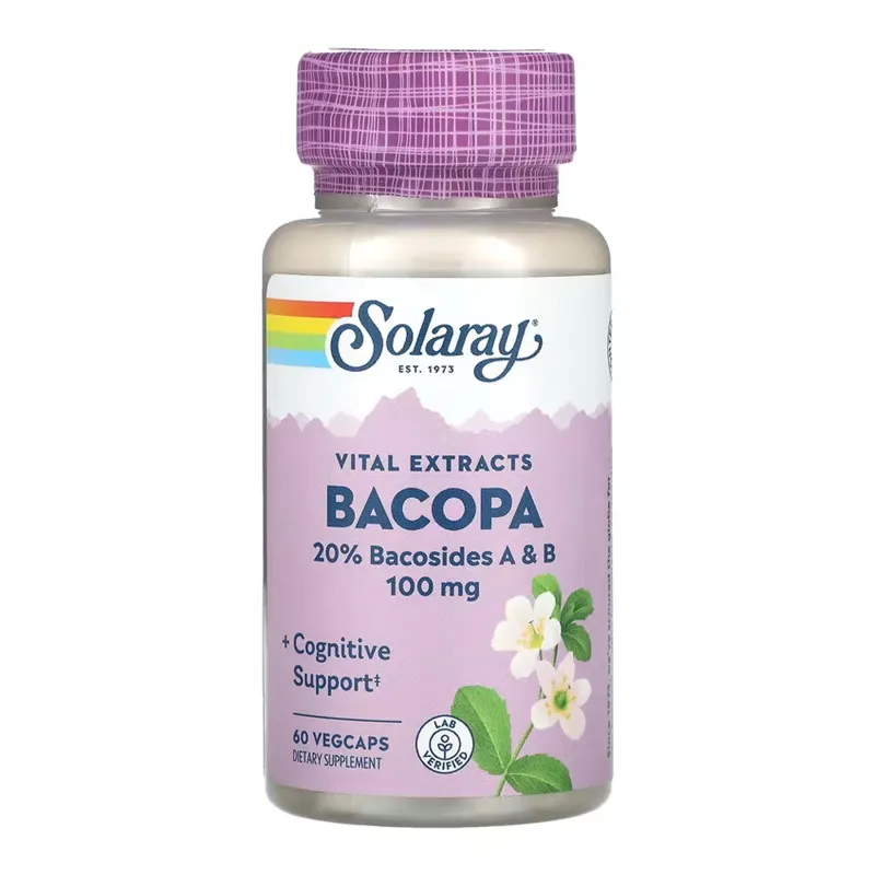 Бакопа 100мг Solaray (Bacopa) — 60 веганських капсул, для фокусу